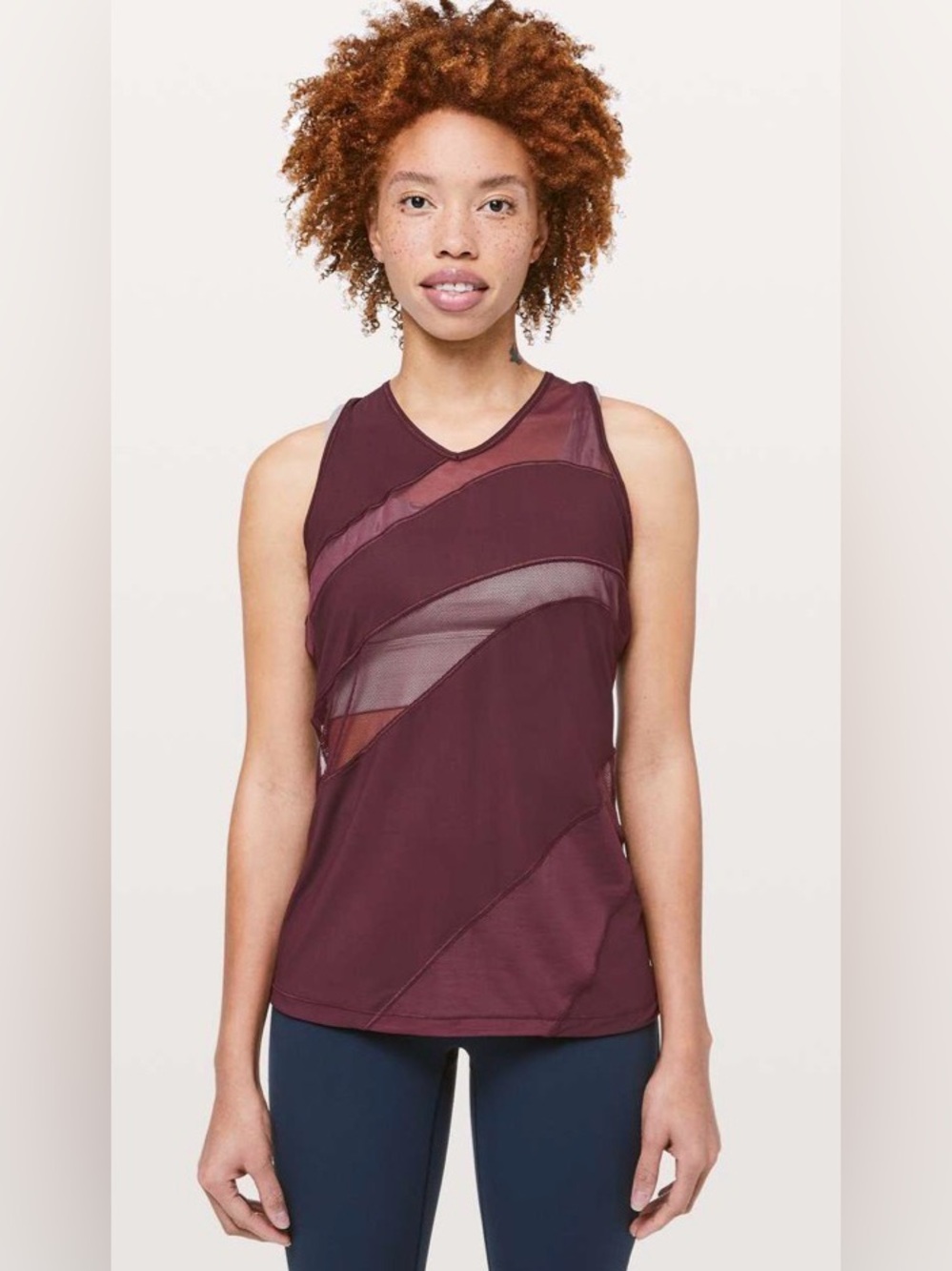 lululemon athletica Burgundy Mesh-Panel Sleeveless Tank